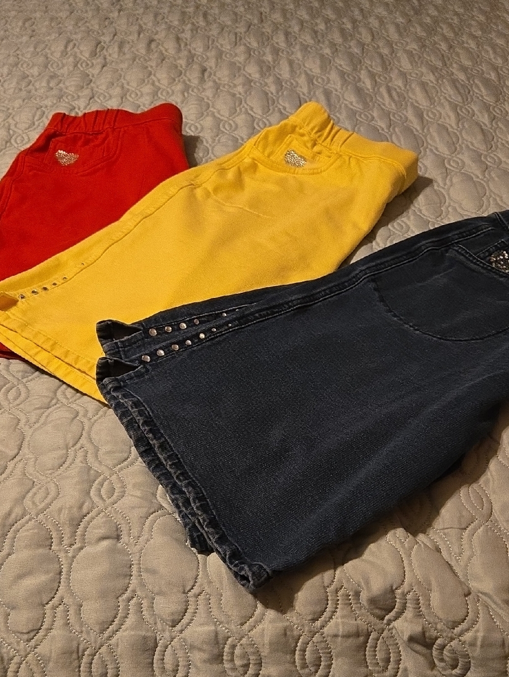 Women’s Shorts Quaker Factory- Red, Yellow, and Dark Blue 3 Pair